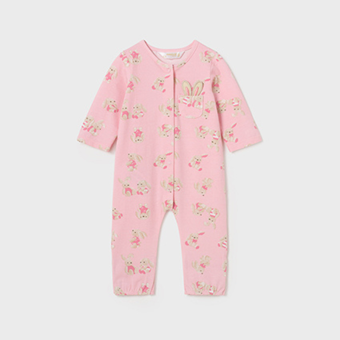 Mayoral Girls Pink Bunny Print All in One
