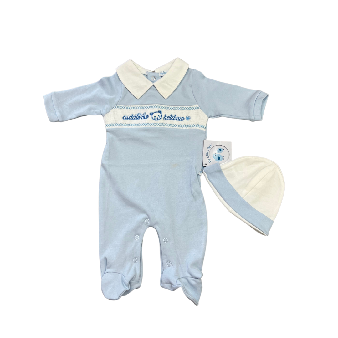 Baby Boys Blue All in One & Hat Set