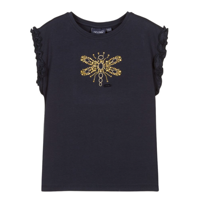 Le Chic Girls Navy Dragonfly Print T-Shirt