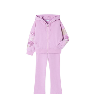 Mayoral Girls Lilac Purple Flower Embroidered 2 Piece Tracksuit