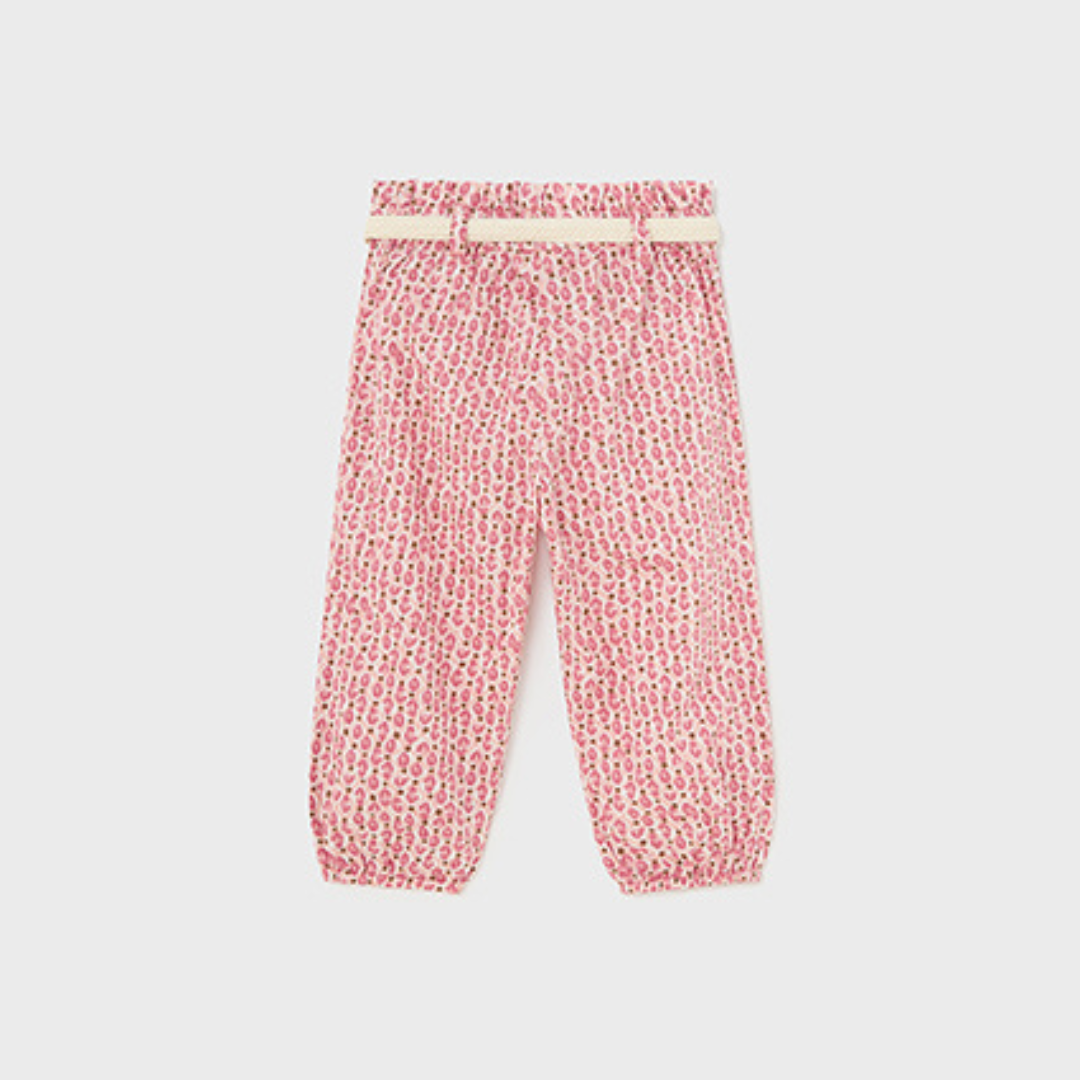 Mayoral Girls Pink Pattern Trousers & Belt