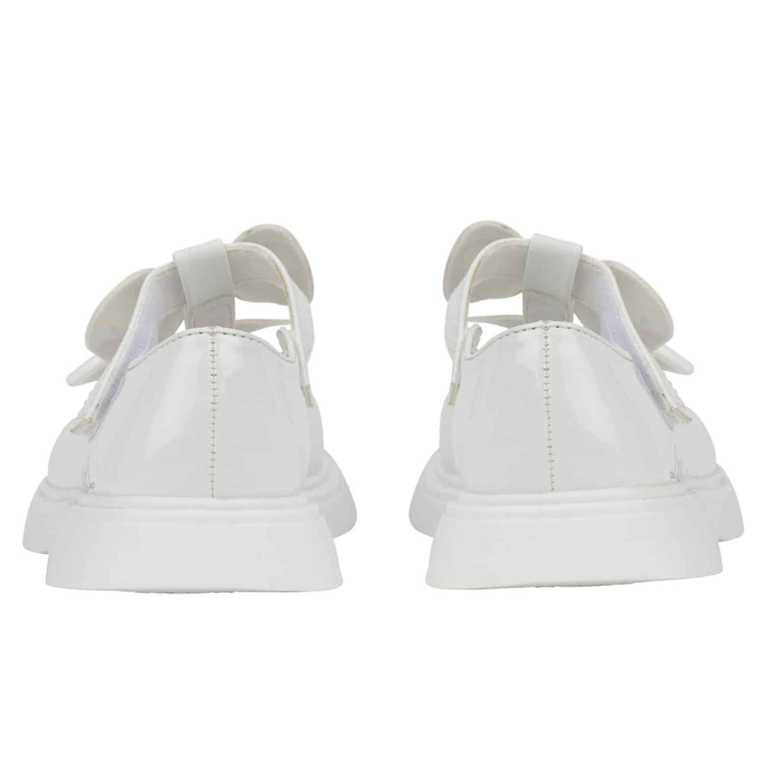 Little A White Patent Double Bow Shoes