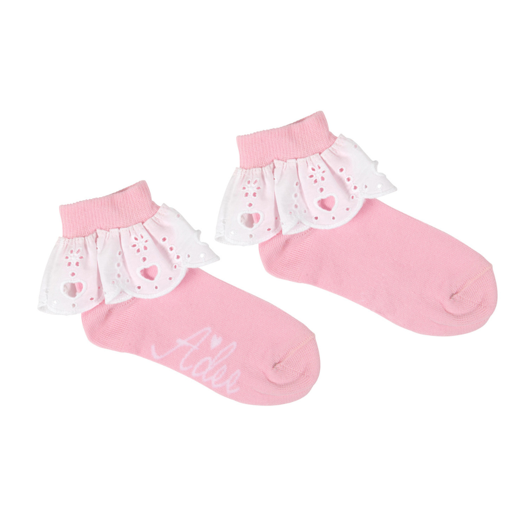 A Dee Pink & White Frilly Socks
