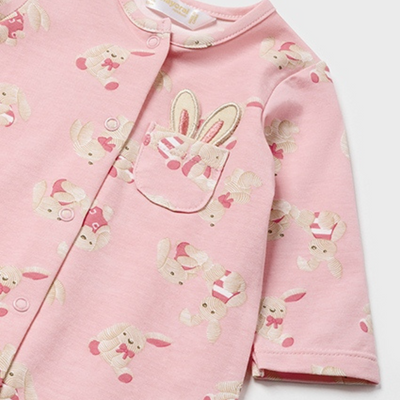 Mayoral Girls Pink Bunny Print All in One
