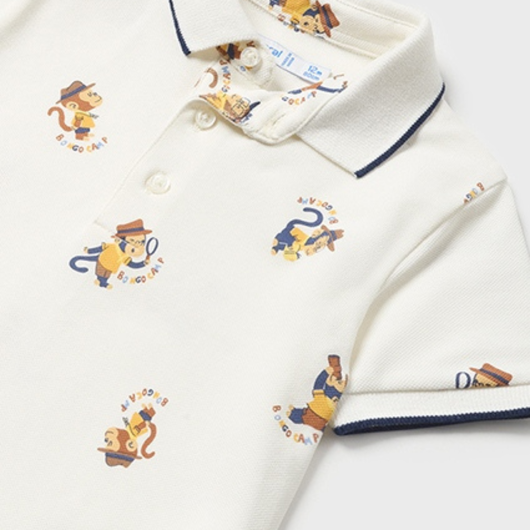 Mayoral Boys Monkey Print Polo Shirt