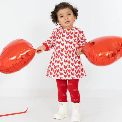 Agatha Ruiz de la Prada Red Heart Print Dress & Tights Set