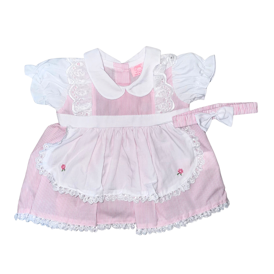 Baby Girls 3 Piece White & Pink Stripe Dress