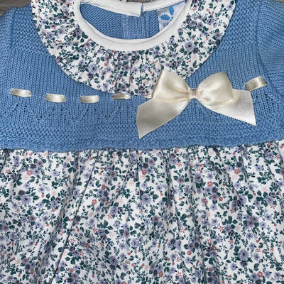 Sardon Girls Blue Knit Flower Dress