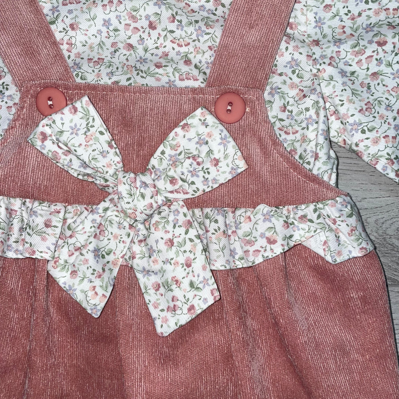 Sardon Girls Cord & Flower Print Dress Set