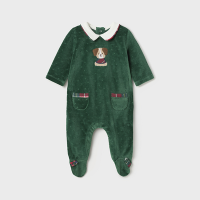 Mayoral Baby Boys Green Velour All in One