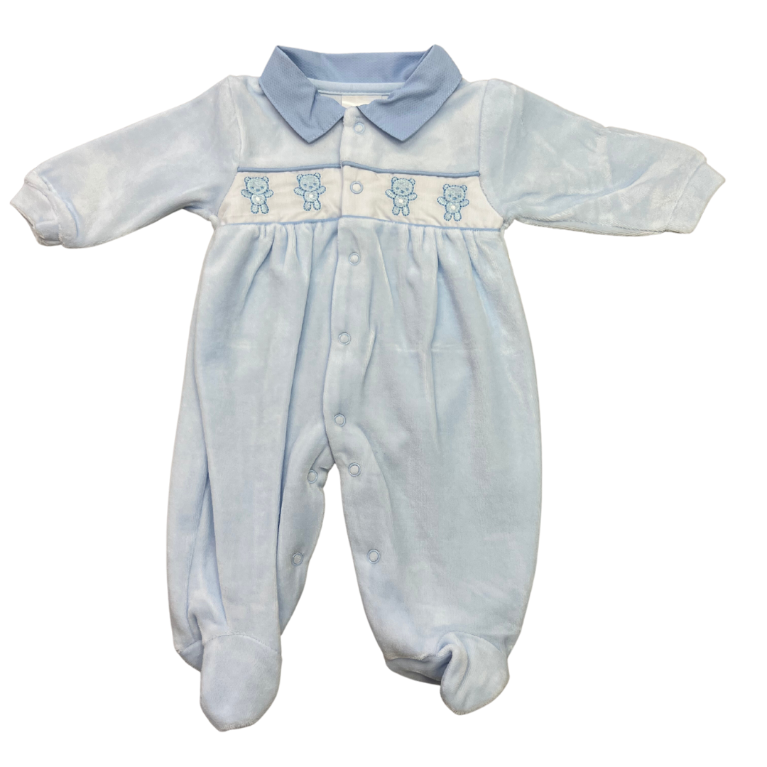 Baby Boys Blue Velour All in One