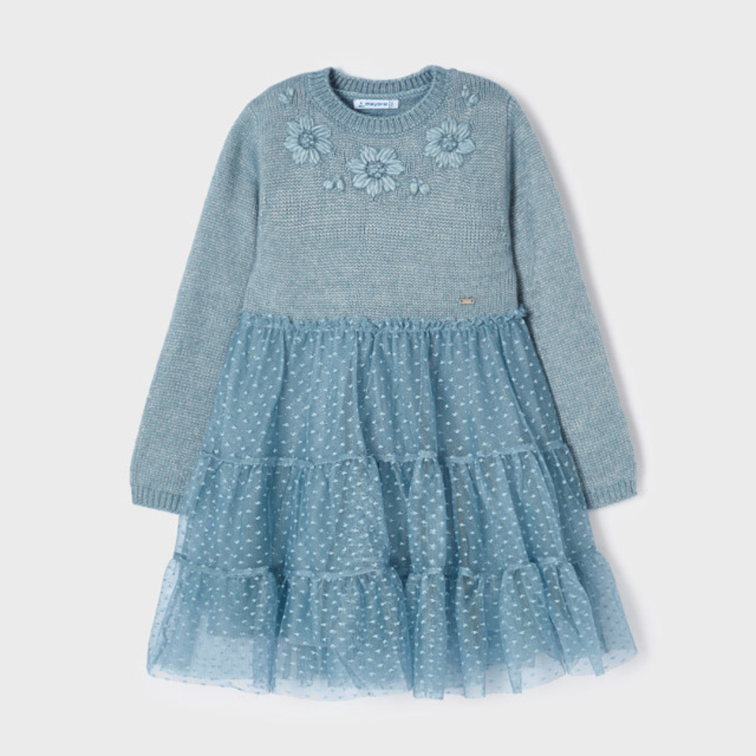 Mayoral Girls Knit & Tulle Dress