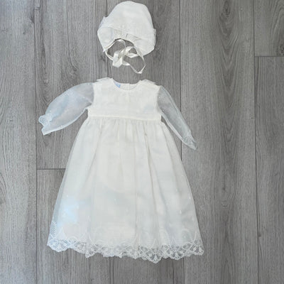 Artesania Granlei Embroidered Christening Gown and Bonnet
