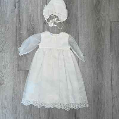 Artesania Granlei Embroidered Christening Gown and Bonnet
