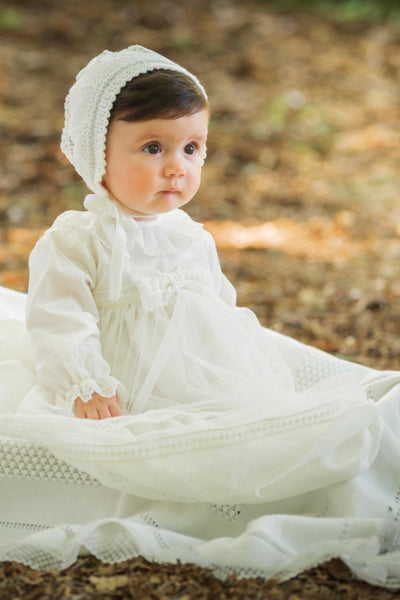 Artesania Granlei Bow & Lace Christening Gown and Bonnet