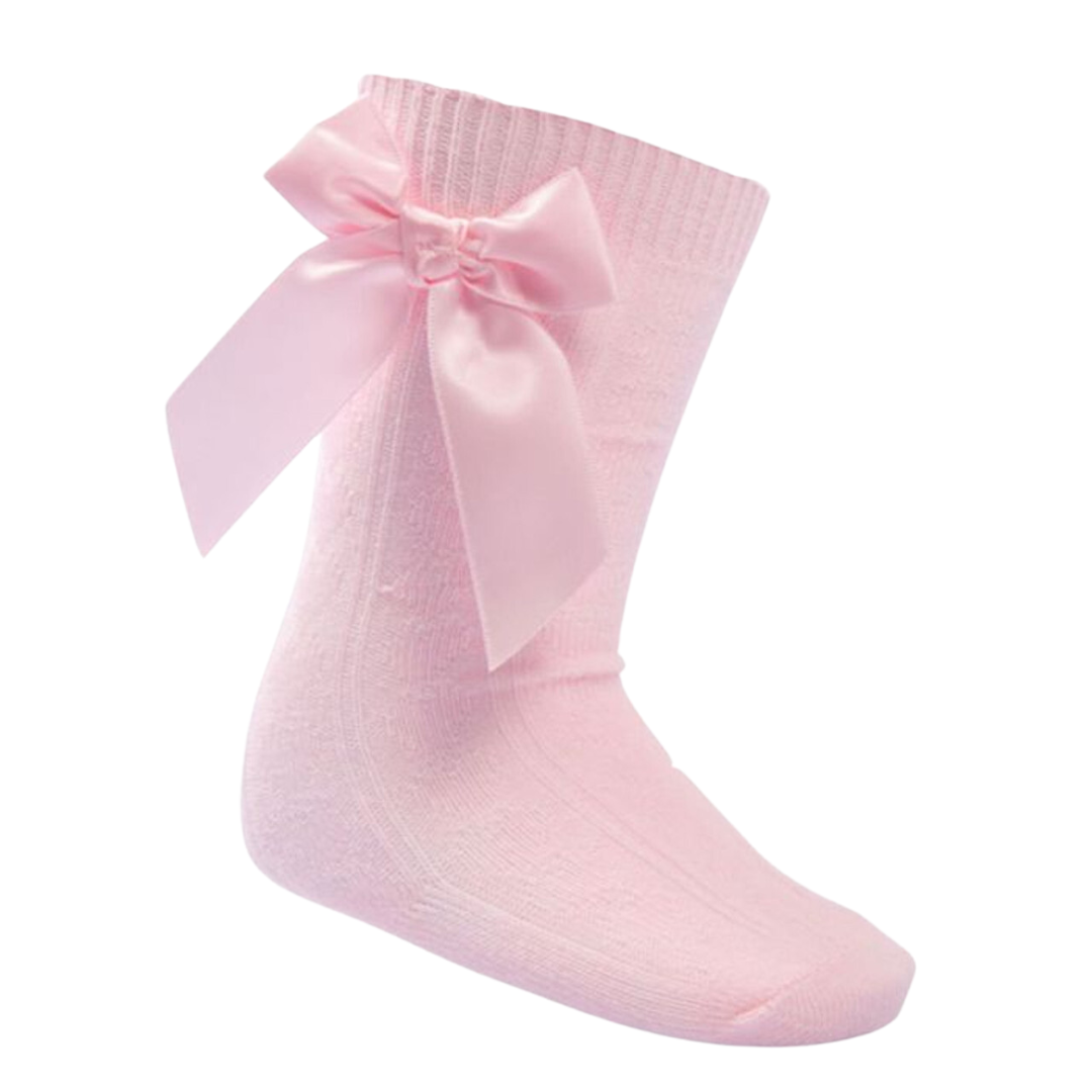 Soft Touch Girls Pink Bow Knee High Socks