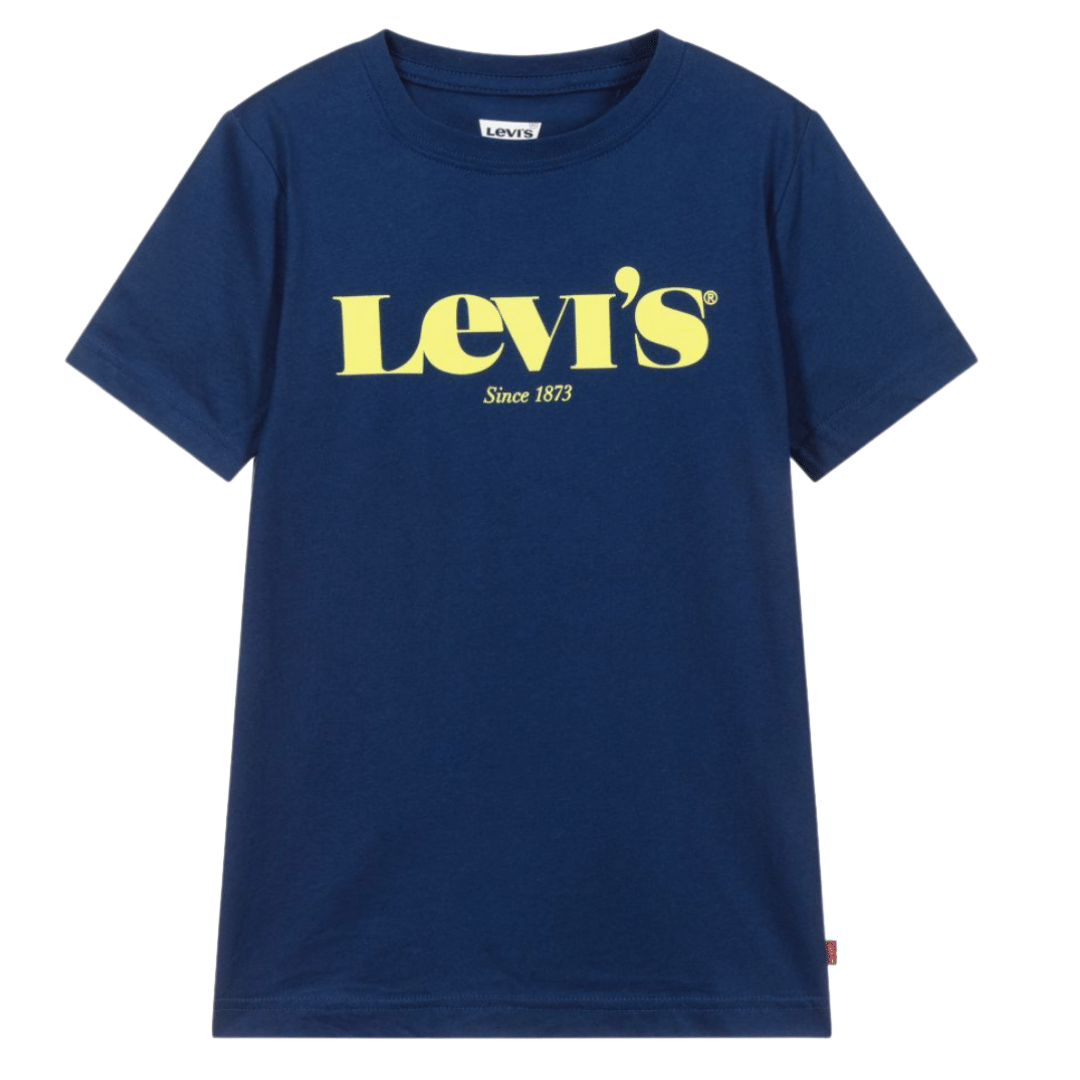 Levis Boys Blue T-Shirt Lime Logo