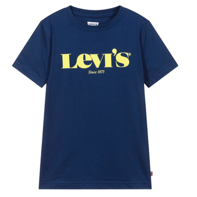 Levis Boys Blue T-Shirt Lime Logo