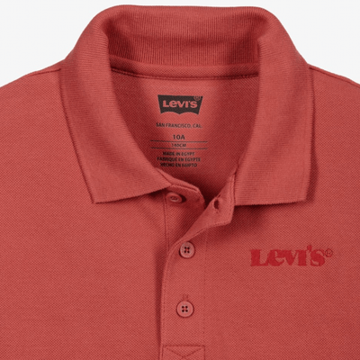 Levis Boys Brick Red Logo Print Polo Top