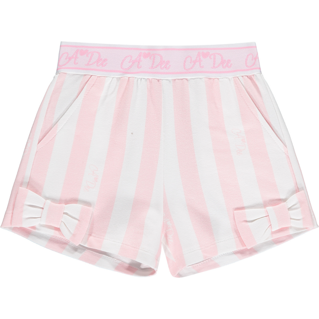 A Dee Girls Two Piece Pink Stripe Short Set