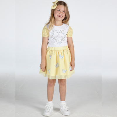 A Dee Girls Lemon Butterly Skirt Set