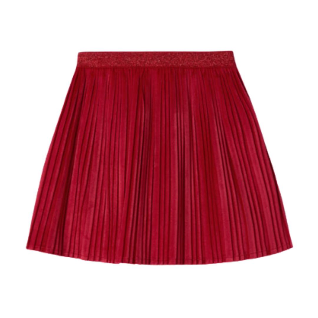 Mayoral Girls Red Velvet Pleated Skirt