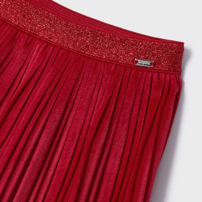 Mayoral Girls Red Velvet Pleated Skirt