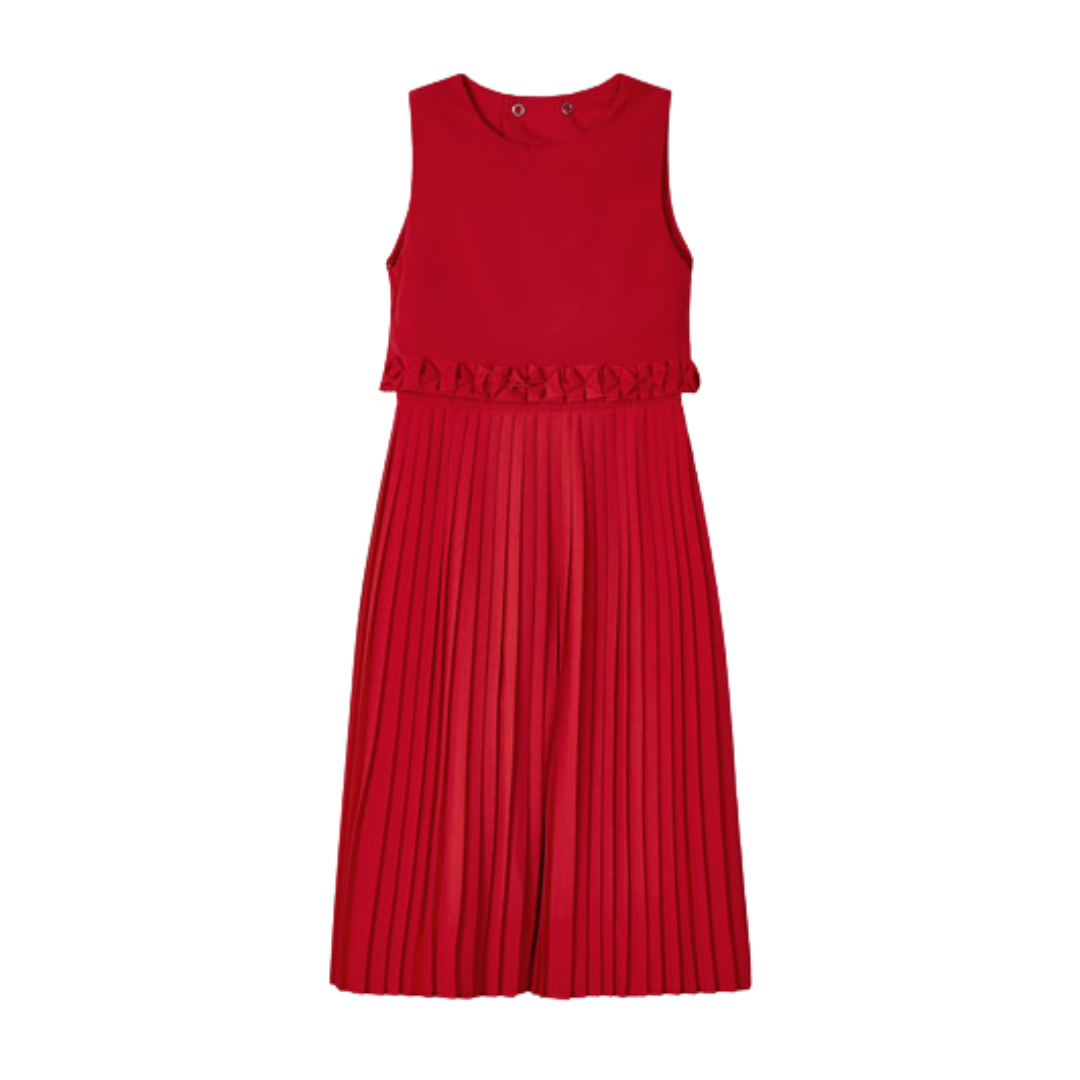 Mayoral Girls Red Pleated Jumpsuit