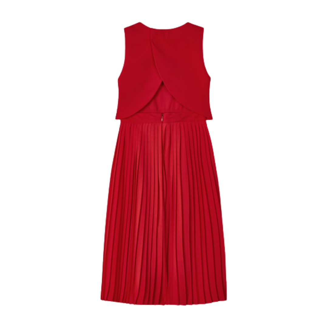 Mayoral Girls Red Pleated Jumpsuit
