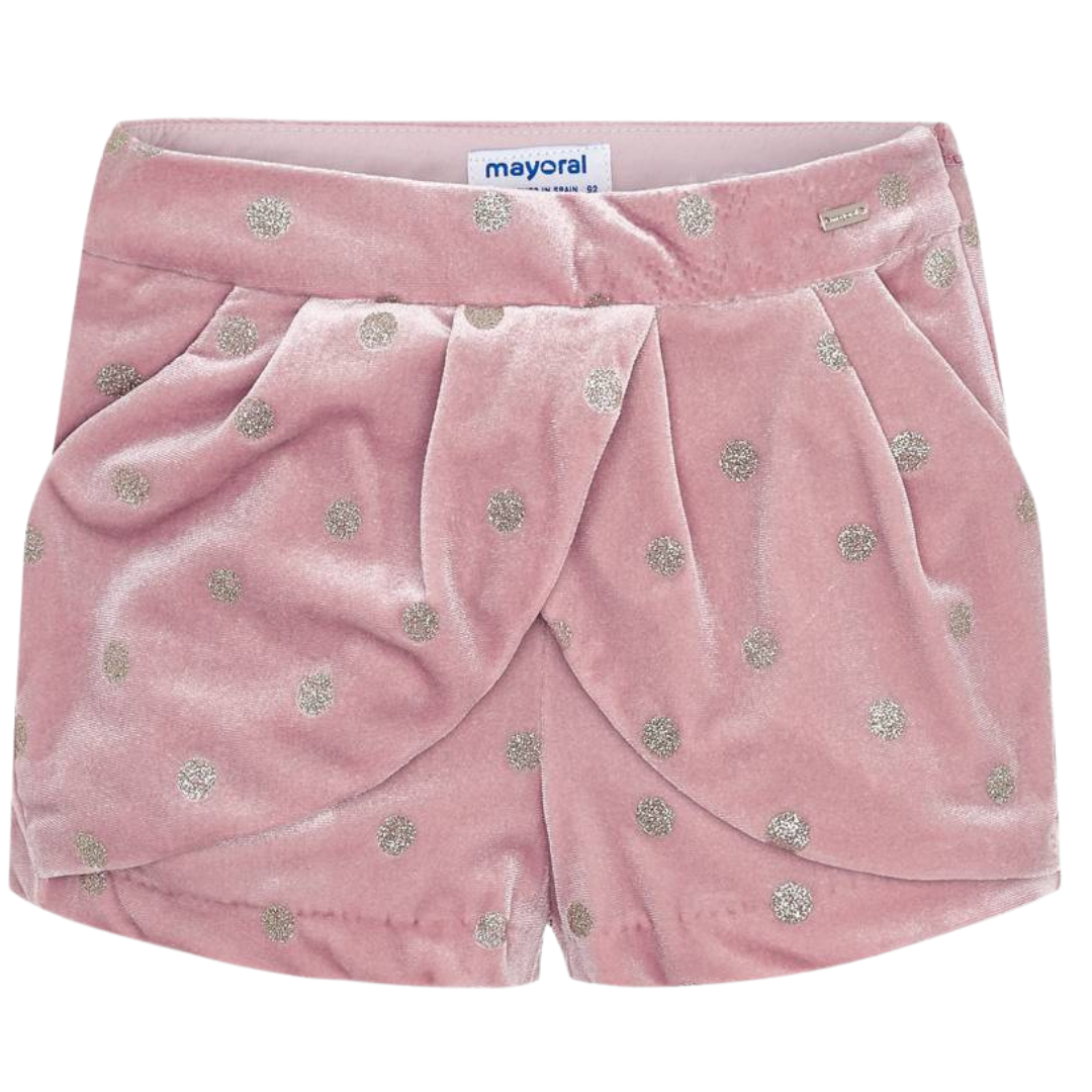 Mayoral Girls Pink Velvet Shorts