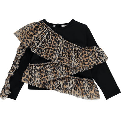 A Dee Girl Frill Leopard Sweatshirt