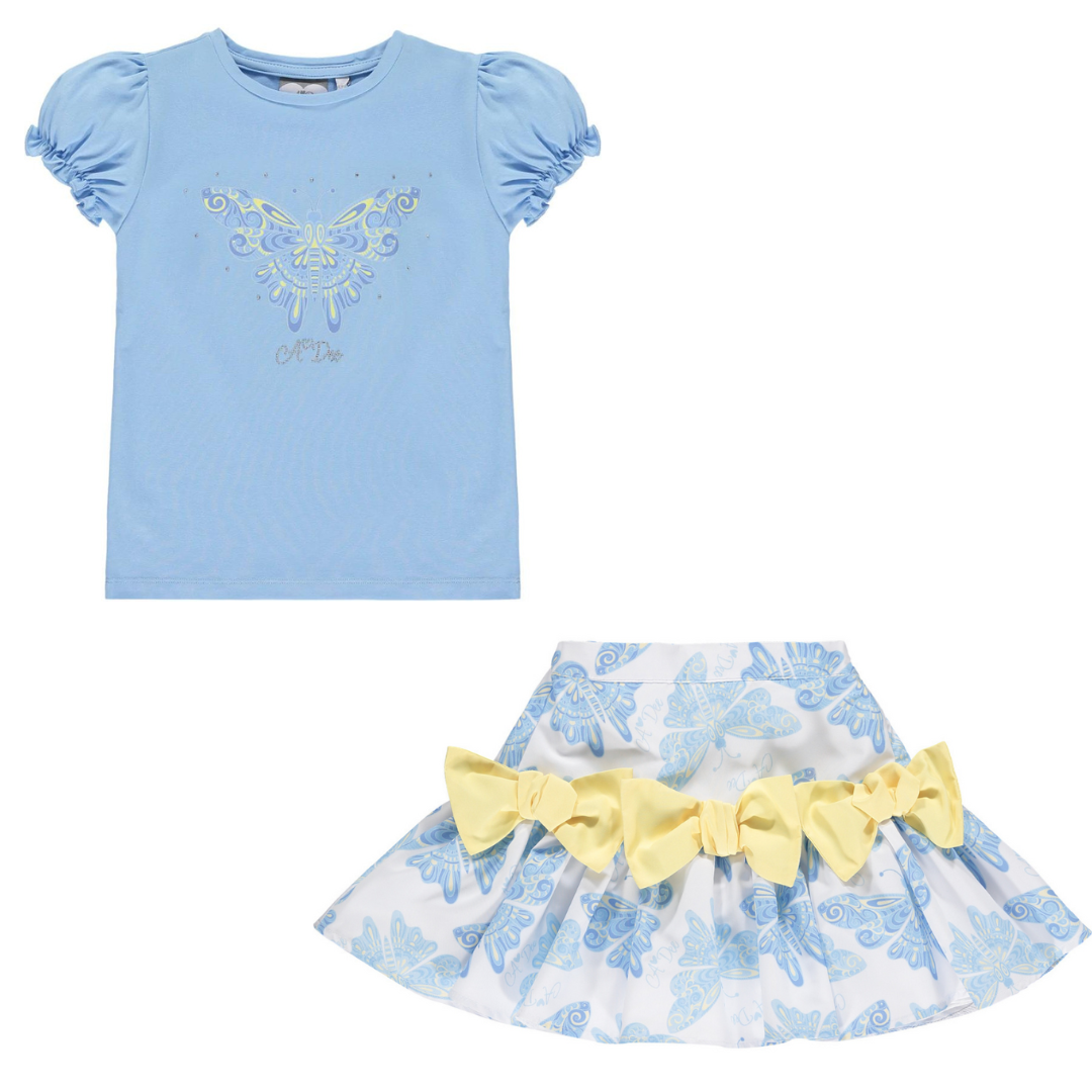 A Dee Girls Butterfly Print Skirt & T-Shirt Set