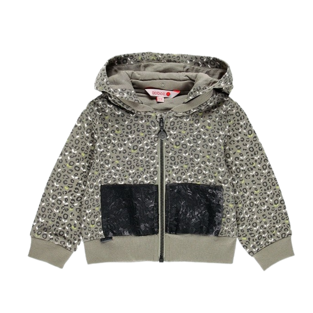 Bóboli Girls Leopard Print Zip-Up Jacket