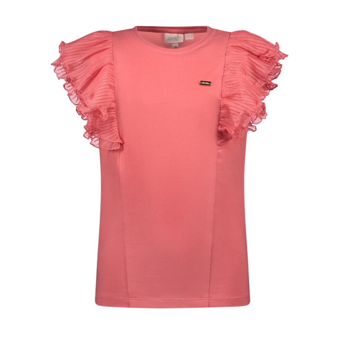 Le Chic Girls Coral Ruffle T-Shirt
