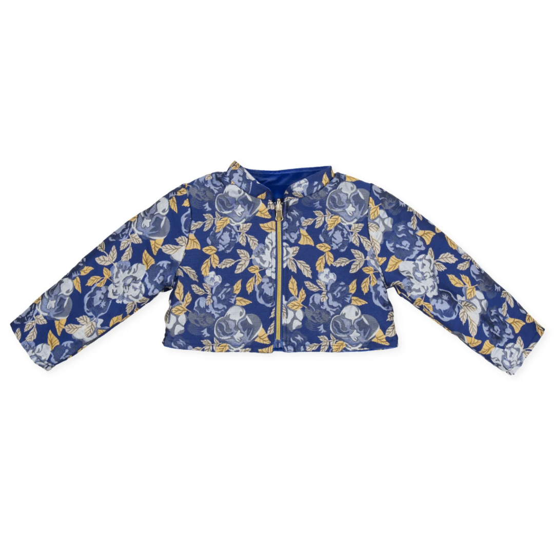 Tutto Piccolo Girls Blue Floral Reversible Jacket