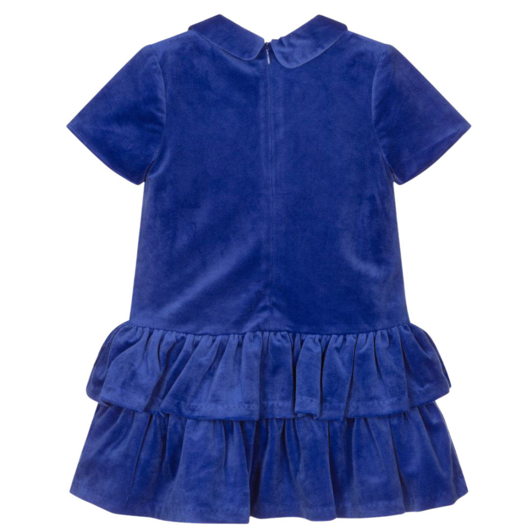 Tutto Piccolo Girls Velvet Blue Dress & Tights Set